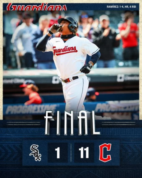 拉米瑞茲(Jose Ramirez)兩場比賽貢獻5分打點。摘自守護者推特