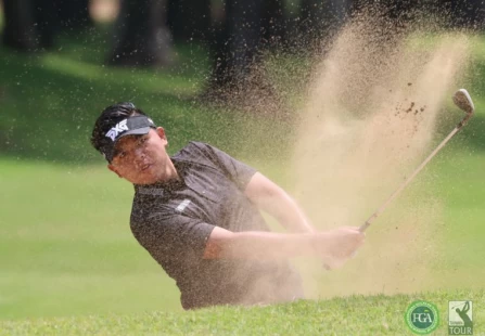 第三回合洪健堯三天成績(-4)繼續領先。鍾豐榮攝影