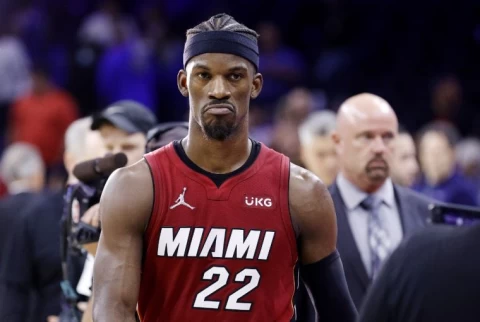 Jimmy Butler 有機會在第四戰歸隊。法新社