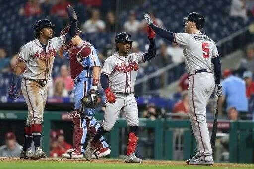 福里曼(Freddie Freeman,右)在勇士一直待的不錯。法新社