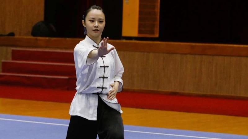 呂紹妘今天在大專女子組太極拳項目中出賽。姚瑞宸攝