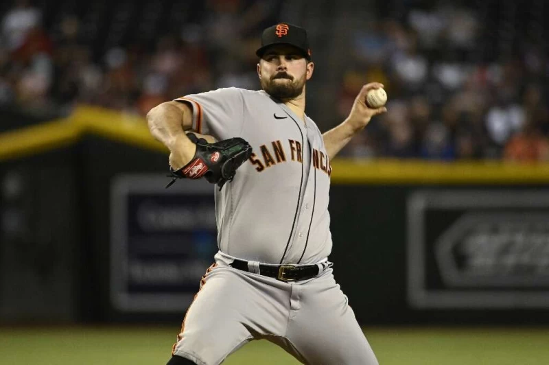 舊金山巨人王牌投手羅登(Carlos Rodon)差點怒傷自己隊友。法新社
