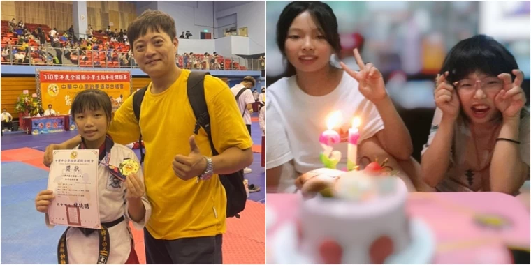 為了妹妹王怡方(右圖右),北市社子小將王怡方(左圖左)頂住壓力摘下品勢金牌。合成照片