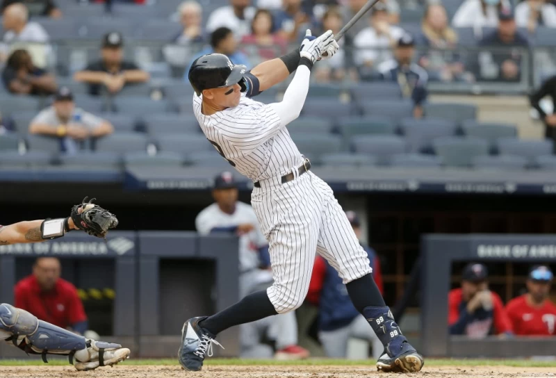法官」賈吉（Aaron Judge）賽季第55轟。法新社
