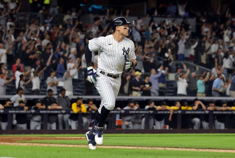 「法官」賈吉(Aaron Judge)只能在客場挑戰紀錄。法新社