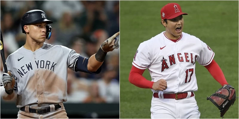 洛杉磯天使二刀流球星大谷翔平(右)與紐約洋基「法官」賈吉(Aaron Judge),到底誰會拿下美聯MVP,至今仍吵得喋喋不休。合成照片