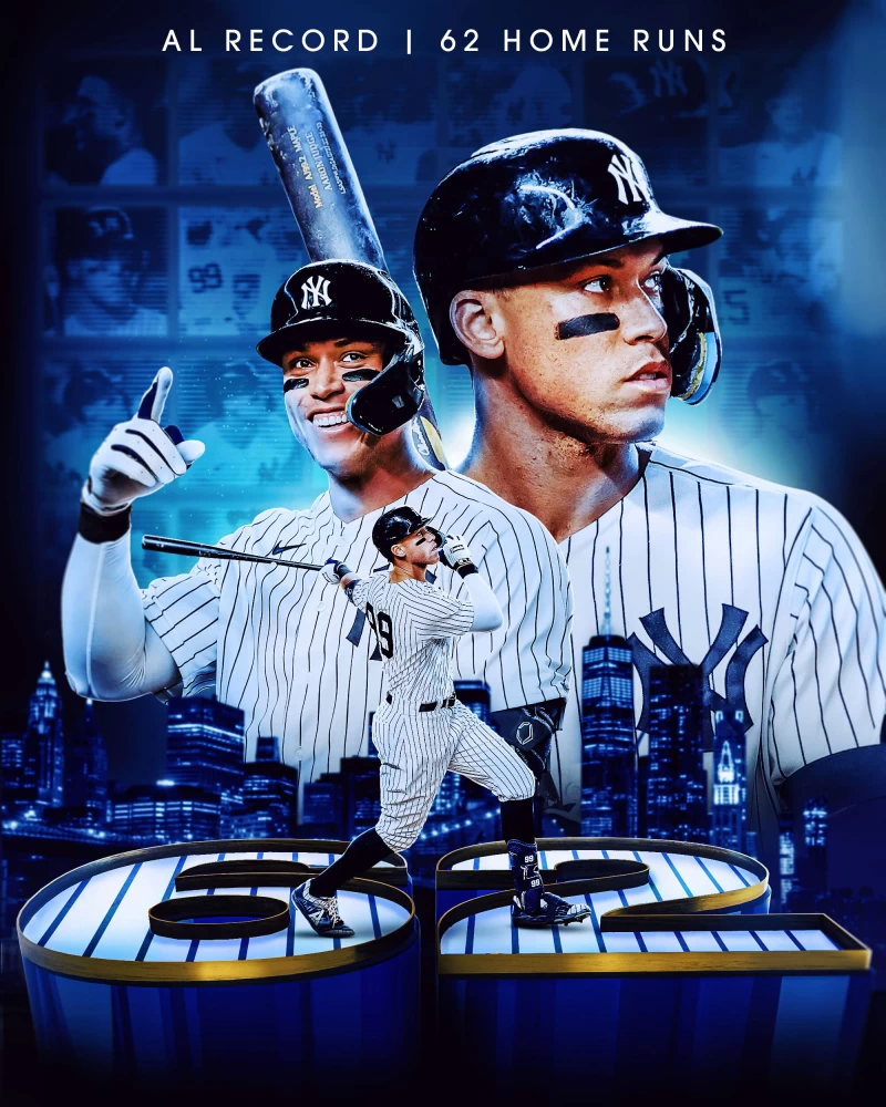 紐約洋基「法官」賈吉(Aaron Judge)的62轟球價值達6千多萬台幣。摘自MLB推特