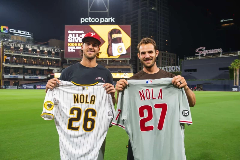 費城費城人與聖地牙哥教士的奧斯丁(Austin Nola)跟亞倫(Aaron Nola)兄弟檔將交手。摘自推特