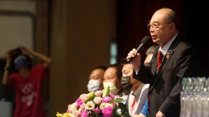 111年全國中正盃柔道錦標賽開幕,理事長呂威震致辭。羅乾璟攝