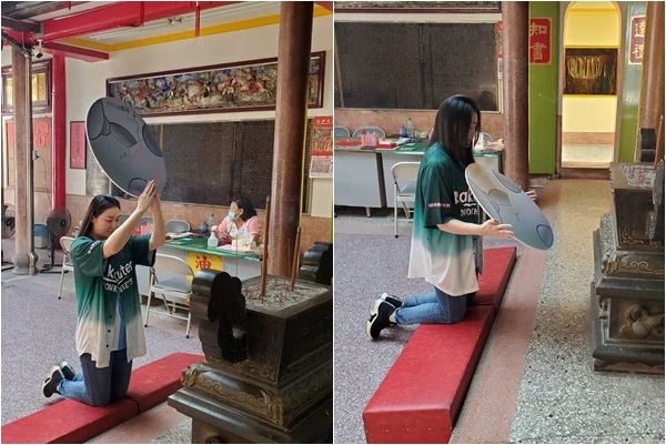樂天粉絲至茄拔天后宮為桃猿樂天明年賽季祈福。官方提供