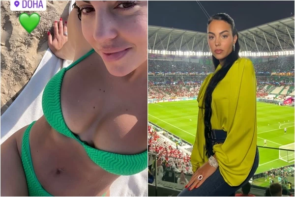 星C羅(Cristiano Ronaldo)的女友曬喬姬娜(Georgina Rodriguez)曬比基尼辣照。合成照片