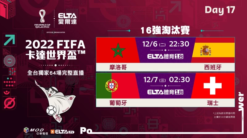 2022 FIFA世界盃鎖定愛爾達 第17比賽日轉播預告。官方提供