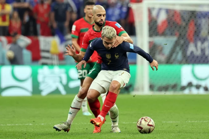 Griezmann 本業其實是前鋒,但今年世界盃大變身。法新社