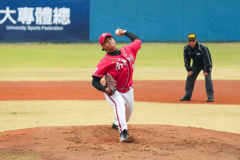 南華大學黃群先發8.1局失2分送9K。大會提供