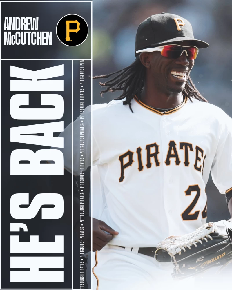 匹茲堡海盜今天宣布和麥卡辰(Andrew McCutchen)簽下一張1年合約。摘自mlb推特