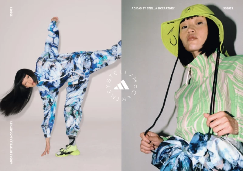 adidas by Stella McCartney 2023春夏 TrueNature系列,看見地貌之美衛星雲圖地質圖層化作印花圖騰,將大自然穿戴上身。官方提供