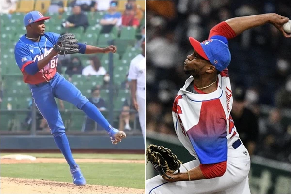 後援投手Livan Moinelo(左)、Raidel Martinez,幫助古巴創造歷史新頁。合成照片