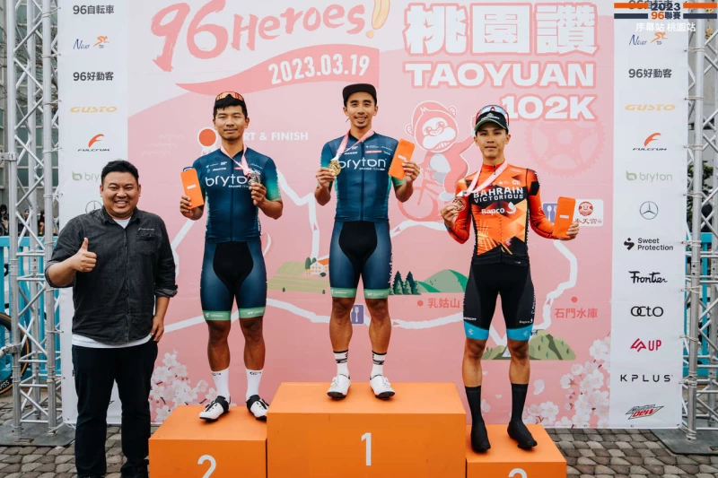 第二站桃園讚單站前3名盧紹軒(中)、陳建良、杜志濠。大會提供
