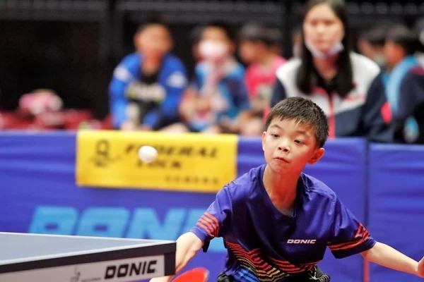 宜蘭國小趙晨亘首戰直落三擊敗對手。姚瑞宸攝