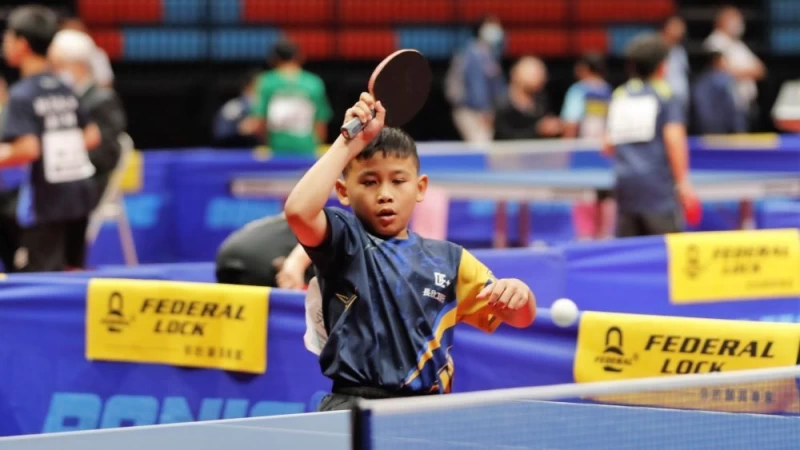 陳宥辰在男生歲組奪得單打第2名。接下來將在11歲組雙打出賽。姚瑞宸攝