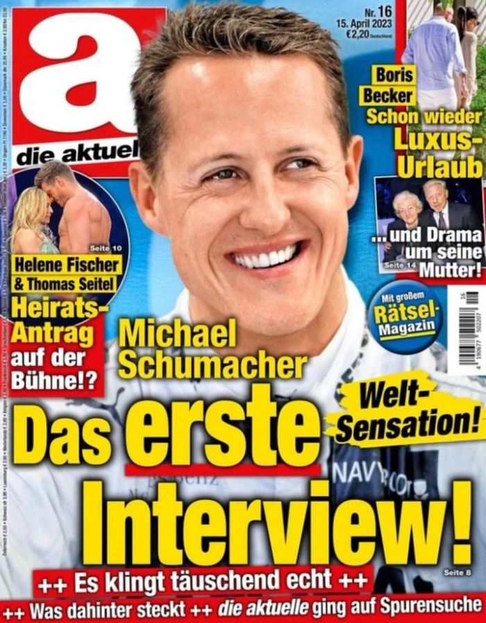 德國雜誌社竟天才的透過AI生成採訪文。摘自《Die Aktuelle》推特