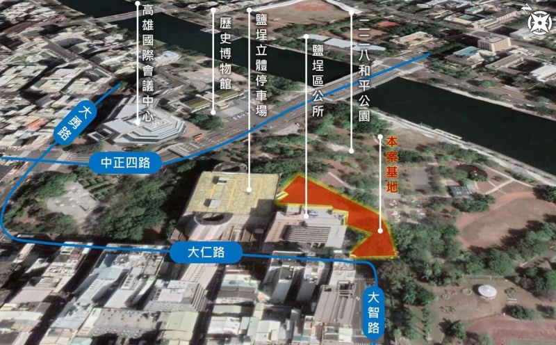 鹽埕羽球館區位圖。高雄運發局提供