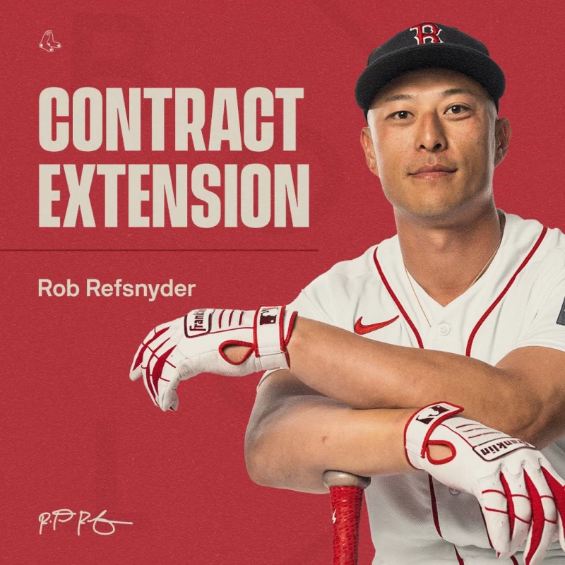 波士頓紅襪今天與韓籍工具人瑞福斯奈德（Rob Refsnyder）簽下延長合約。摘自紅襪推特