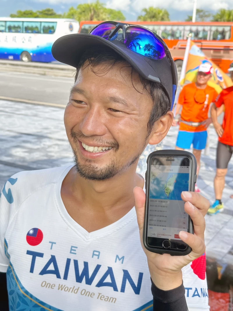 GPS軌跡環島馬拉松志水直樹以行動寫下台日友好love。花蓮市公所提供