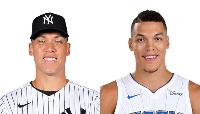 丹佛金塊的戈登（Aaron Gordon，右）被某些球迷開始懷疑，是不是MLB紐約洋基「法官」賈吉（Aaron Judge）失散多年的兄弟。合成照片