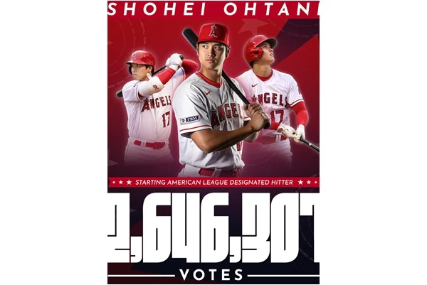 洛杉磯天使二刀流球星大谷翔平獲選，他將成為美聯明星隊的先發指定打擊。摘自天使推特