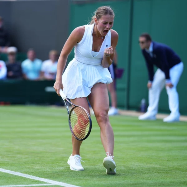 烏克蘭女將柯絲堤雅克(Marta Kostyuk)首度打敗世界前十球員。摘自溫網推特