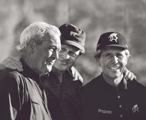 高爾夫三巨頭(THE BIG THREE):勞力士代言人 阿諾.帕瑪(ARNOLD PALMER)、傑克.尼克勞斯(JACK NICKLAUS)及蓋瑞.普萊耶(GARY PLAYER)。Rolex/Kevin Lamarque/Reuters提供