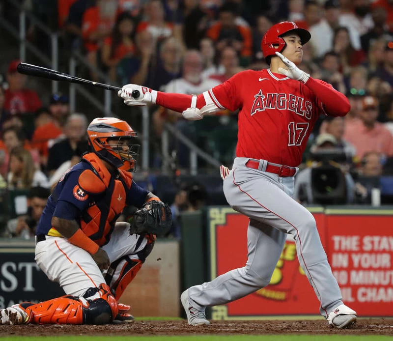 大谷翔平手部疲勞照樣開轟。法新社