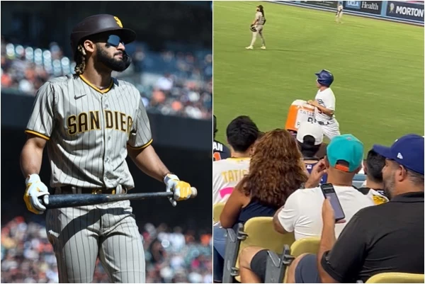 教士球星塔提斯(Fernando Tatis Jr.)被道奇球迷嘲諷。合成照片