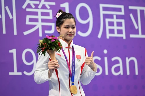余依婷獲得400混的金牌。法新社