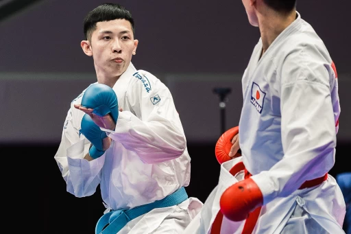 潘柏昇首戰以1比4不敵日本選手崎山優成。（圖：彭善豪攝）