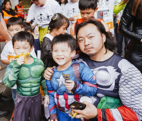 33公里變裝組吸引大小朋友搞怪參賽，漫威超級英雄也來不給糖就搗蛋。大會提供