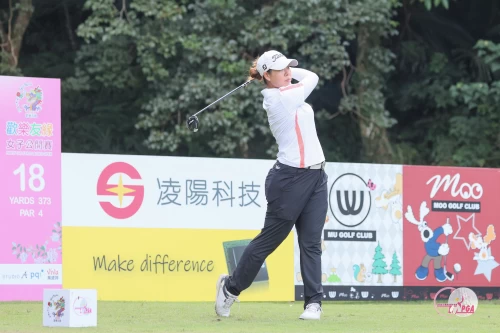 黃靖第一回合打出低於標準桿5桿的67桿暫並列第三。TLPGA提供／葉勇宏攝