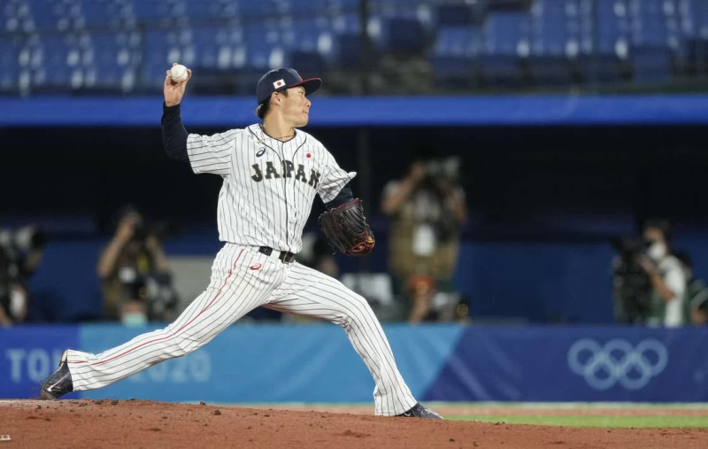 道奇為山本由伸辦加盟記者會藏小巧思。法新社