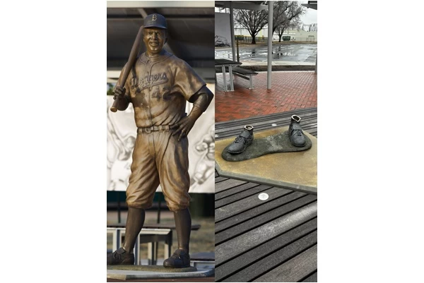 黑人先驅棒球選手羅賓森(Jackie Robinson)的雕像竟失竊。摘自推特