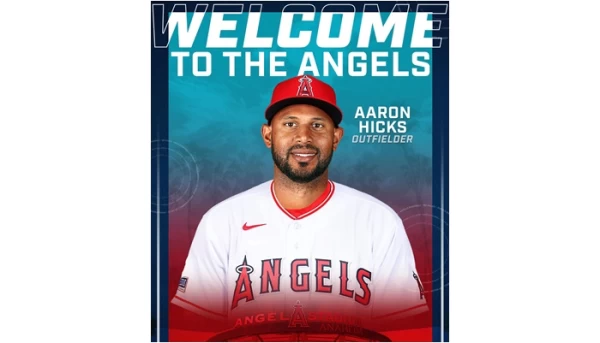 洛杉磯天使簽下外野手希克斯(Aaron Hicks)。摘自天使推特