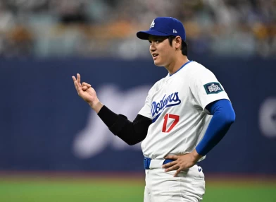 道奇先發打線補進了大谷翔平與赫南德茲(Teoscar Hernández)。法新社