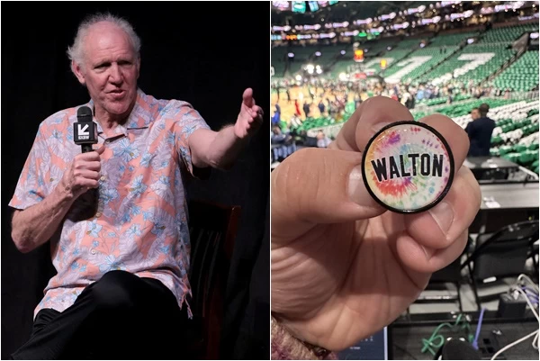 NBA塞爾提克向名宿華頓(Bill Walton)致敬。合成照片