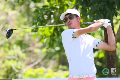 張緯綸第一回合以65桿-7暫列第一。Tpga／林聖凱攝