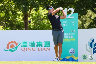 曾豐棟第一回合以68桿-4暫並列第四。Tpga／林聖凱攝
