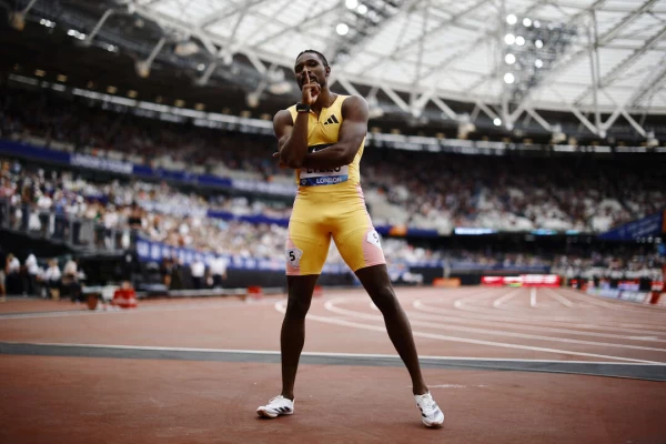 美國最速男萊爾斯(Noah Lyles)在奧運前最後一跑摘金。法新社