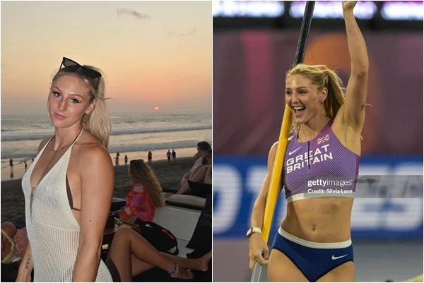 英國撐竿跳高選手考德里Molly Caudery。合成照片
