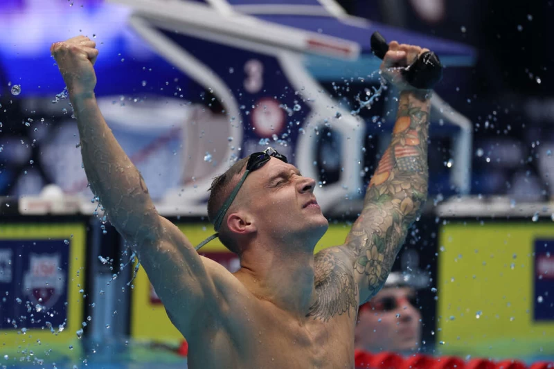 美國超級巨星德雷塞爾(Caeleb Dressel)無衛冕男子100自。法新社