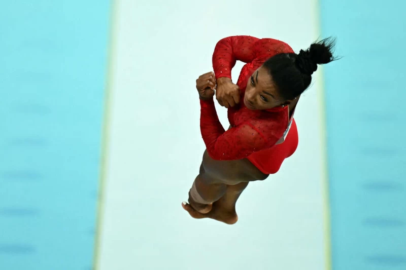 拜爾斯(Simone Biles)今在跳馬拿下第三金。法新社