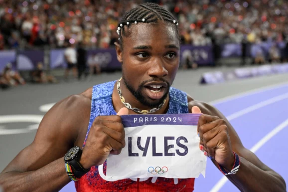 美國選手萊爾斯(Noah Lyles)成新任百公尺奧運金牌。法新社